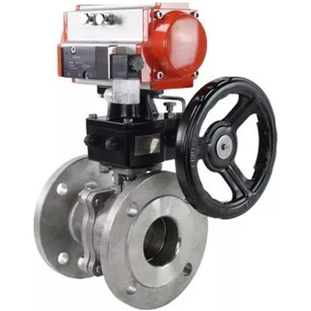 Изображение товара Шаровой кран DN.ru КШФП.316.200 Ду200 Ру16 с пневмоприводом и фланцевым соединением