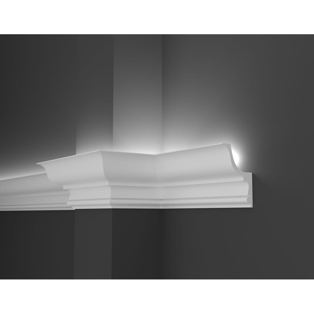 Ударопрочный влагостойкий потолочный карниз под LED подсветку Decor-Dizayn профиль потолочный ударопрочный nmc c80 ru белый 84x84x2000 мм