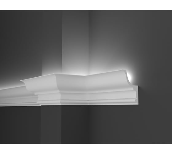 Изображение товара Потолочный карниз Decor-Dizayn ударопрочный влагостойкий под LED подсветку 120Х75Х2000 мм DD509