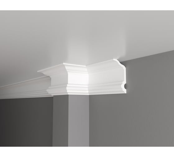 Изображение товара Потолочный карниз Decor-Dizayn ударопрочный влагостойкий под покраску 150Х70Х2000 мм DD505