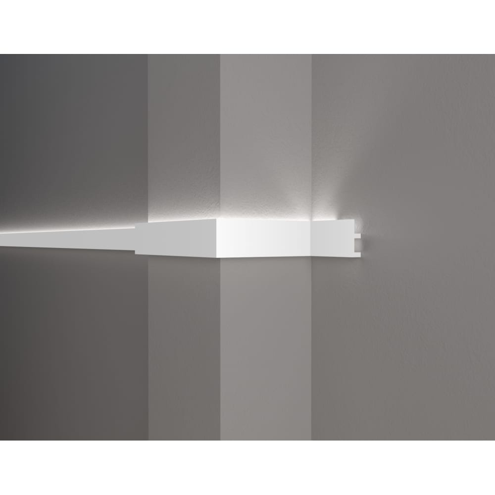 Ударопрочный влагостойкий потолочный карниз под LED подсветку Decor-Dizayn рейка настенно потолочная полистирол ударопрочный decor dizayn 618 89 дуб беленый 15х40х3000 мм
