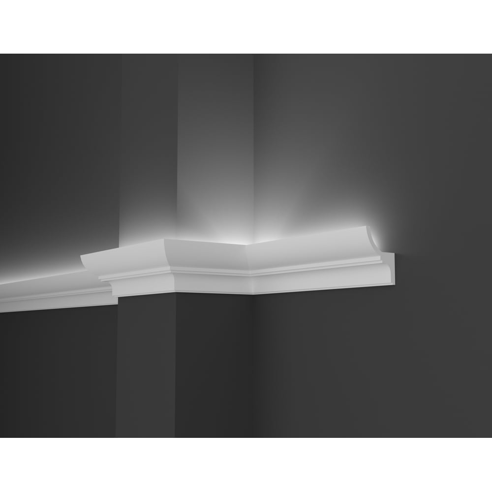Ударопрочный влагостойкий потолочный карниз под LED подсветку Decor-Dizayn плинтус потолочный полистирол ударопрочный decomaster d115 белый 30х30х2000 мм