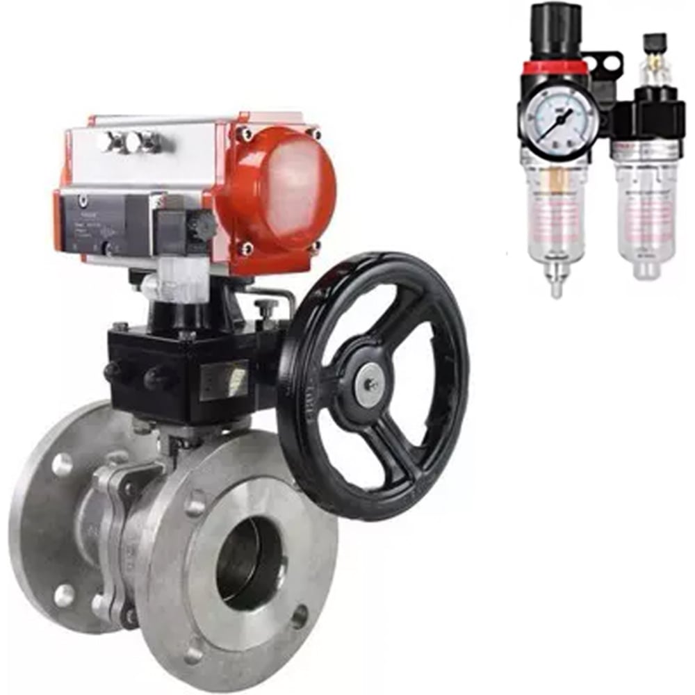 Изображение товара Шаровой кран DN.ru КШФП 316 200 Ду150 Ру16 с пневмоприводом для промышленности