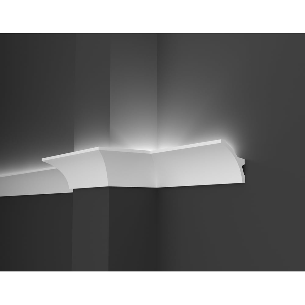 Ударопрочный влагостойкий потолочный карниз под LED подсветку Decor-Dizayn рейка настенно потолочная полистирол ударопрочный decor dizayn 618 89 дуб беленый 15x40x3000 мм