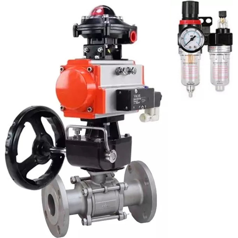 Изображение товара Шаровой кран DN.ru КШФПТ-ISO.304.180 Ду15 Ру40 с пневмоприводом