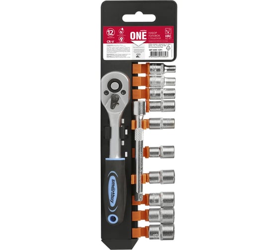 Изображение товара Набор головок с трещоткой Smartbuy 12 предметов, 1/4", 4-13 мм, 24 зуба, CR-V SBT-SSW-12P1