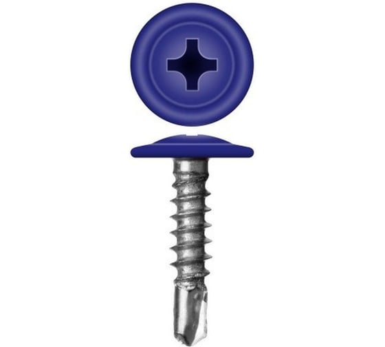 Изображение товара Саморез с прессшайбой Rizzel ПШС 4,2х19 RAL 5002 1000 шт. 00000308372