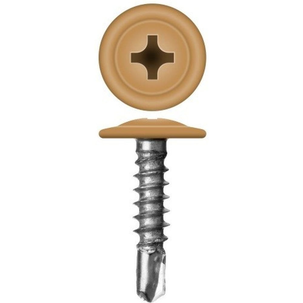 Изображение товара Саморез с прессшайбой Rizzel 4,2х19 RAL 1011 коричнево-бежевый, фасовка 1000 шт.