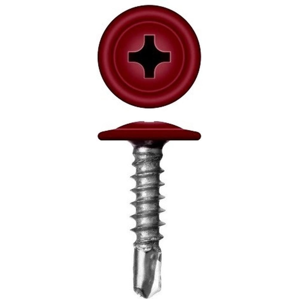 Изображение товара Саморез с прессшайбой Rizzel 4,2х19 RAL 3009 1000 шт.