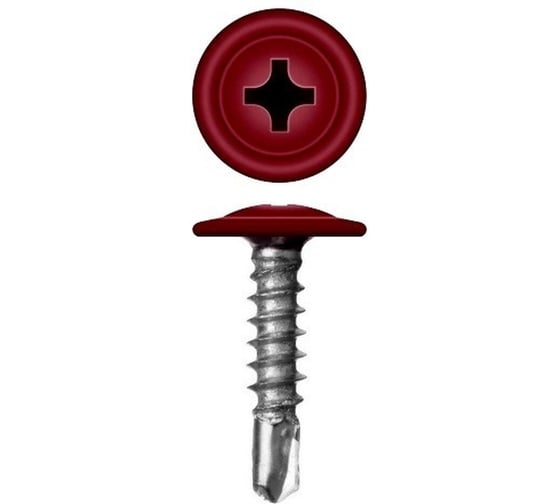 Изображение товара Саморез с прессшайбой Rizzel ПШС 4,2х19 RAL 3009 1000 шт. 00000310931