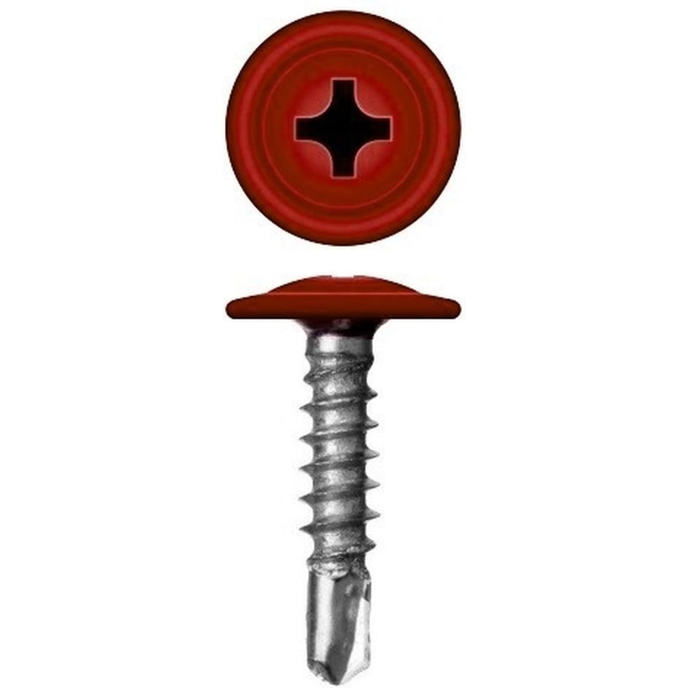 Изображение товара Саморез с прессшайбой Rizzel ПШС 4,2х25 RAL 3011, 500 шт.