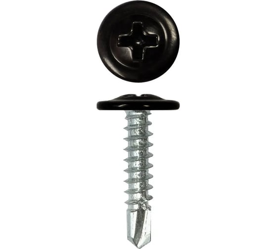 Изображение товара Саморез с прессшайбой Rizzel ПШС 4,2х25 RAL 9005 500 шт. 00000314315