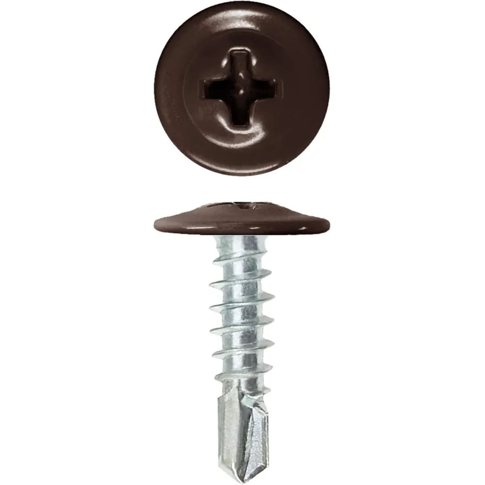 Изображение товара Саморез с прессшайбой Rizzel ПШС 4,2х25 RAL 8019 500 шт