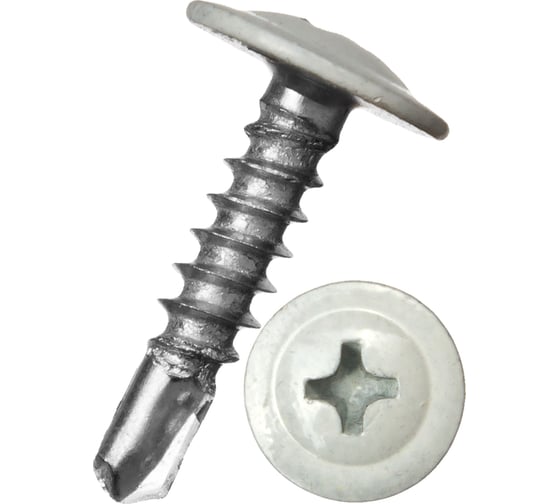 Изображение товара Саморез с прессшайбой Rizzel ПШС 4,2х25 RAL 9006 500 шт. 00000314300