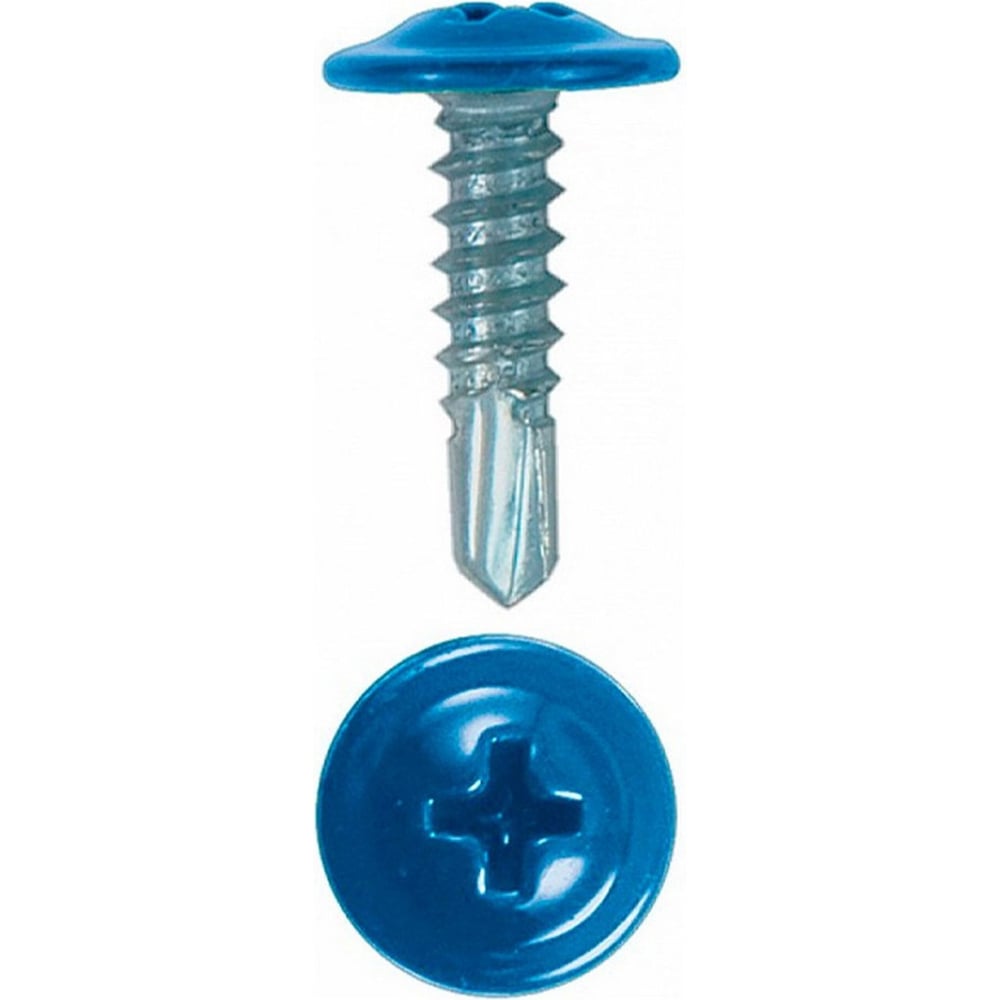 Изображение товара Саморез с прессшайбой Rizzel ПШС 4,2х32 RAL 5015 500 шт.