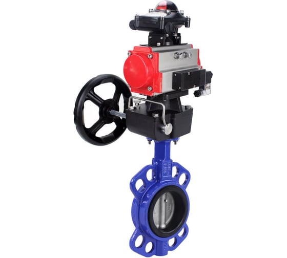 Изображение товара Затвор DN.ru WCB-316L-VITON Ду65 Ру16 с пневмоприводом, пневмораспределителем, БКВ, дублером D050-64269