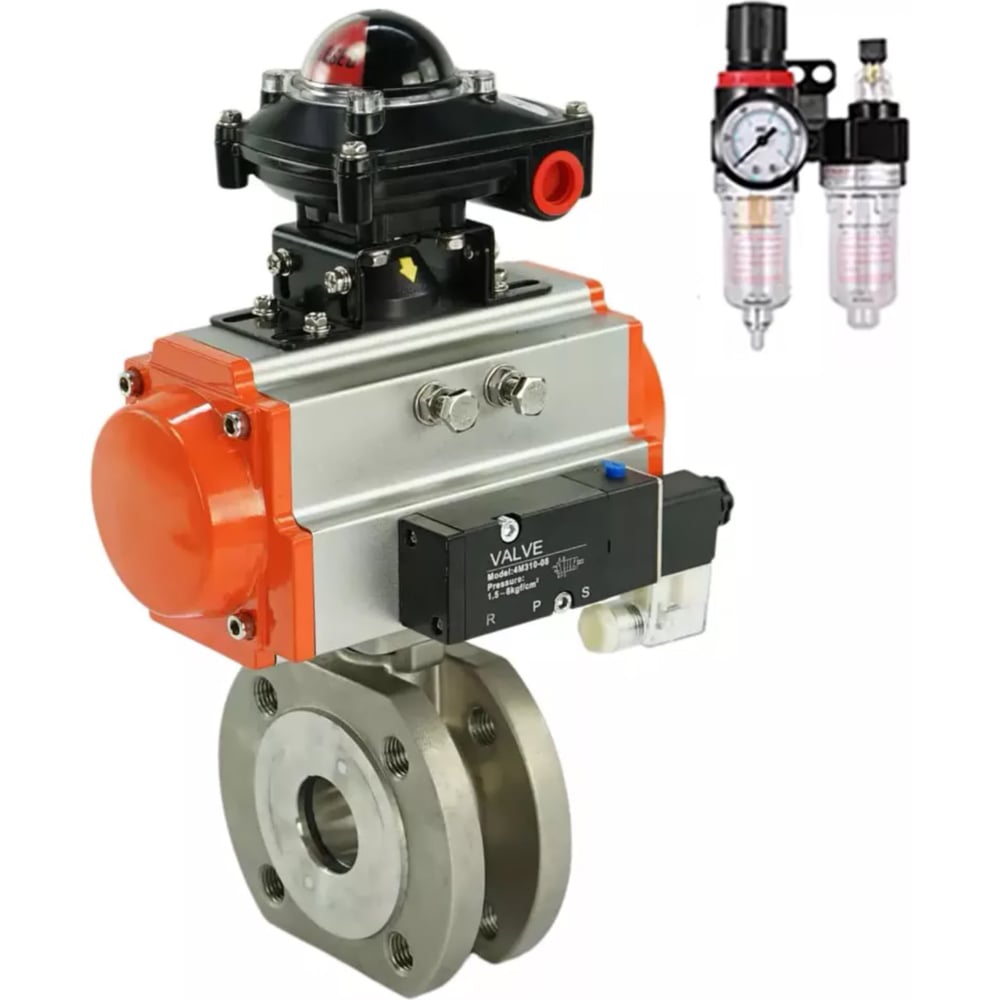 Изображение товара Шаровой кран DN.ru КШмФП 316 200 Ду15 Ру16 пневмопривод запорная арматура