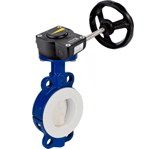 Изображение товара Затвор DN.ru дисковый WCB-WCB-PTFE-PTFE-Fb-R Ду150 Ру16 футерованный с редуктором HAM-3 D050-59292