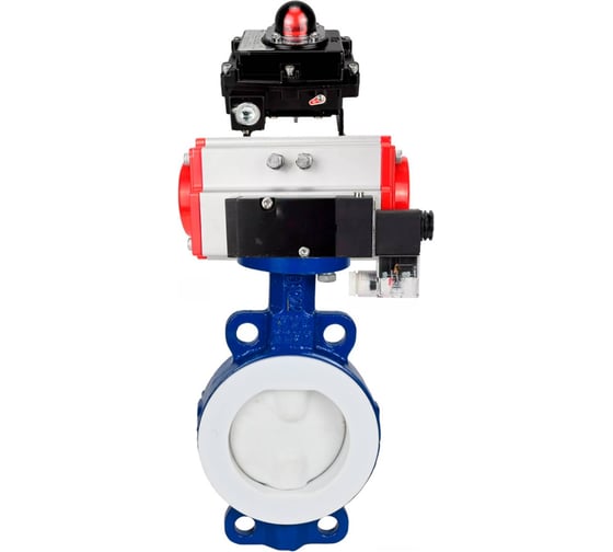 Изображение товара Затвор DN.ru WCB-WCB-PTFE-PTFE-Fb-R Ду250 Ру16 с пневмоприводом, пневмораспределителем, БКВ D050-59610