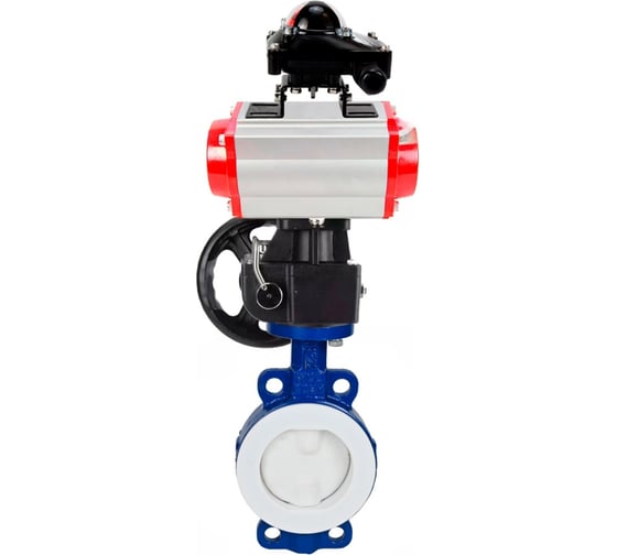 Изображение товара Затвор DN.ru WCB-WCB-PTFE-PTFE-Fb-R Ду150 Ру16 футерованный с пневмоприводом, БКВ, дублером D050-59865