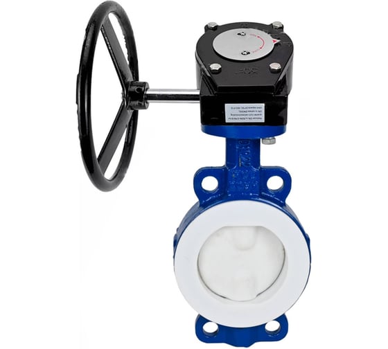Изображение товара Затвор DN.ru дисковый WCB-WCB-PTFE-PTFE-Fb-R Ду250 Ру16 футерованный с редуктором RDN-5 D050-59302