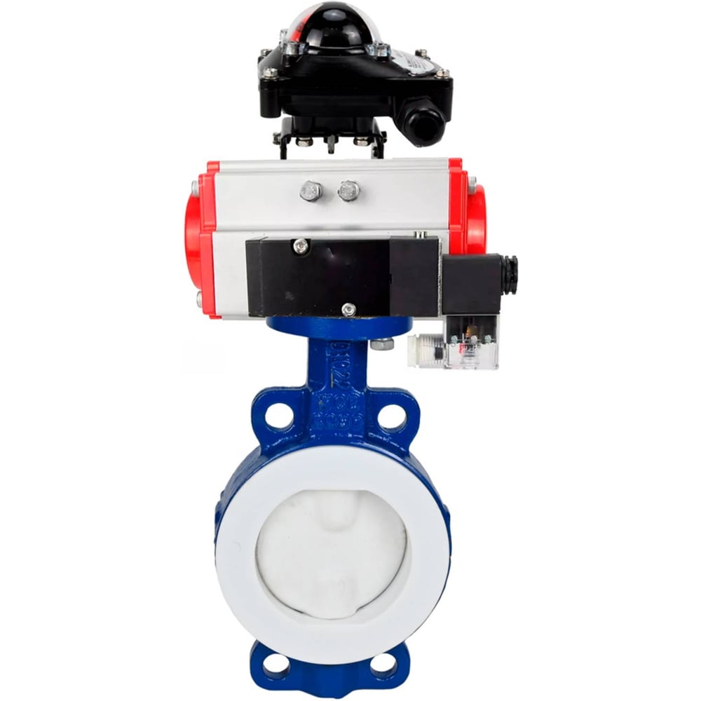 Изображение товара Затвор DN.ru WCB-WCB-PTFE-PTFE-Fb-R Ду250 Ру16 с пневмоприводом