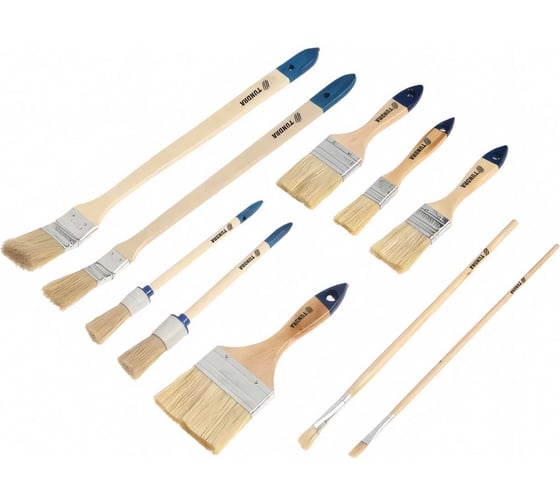 Изображение товара Набор кистей TUNDRA, плоские, круглые, радиаторные, для масляной краски, 10 шт. 4132610