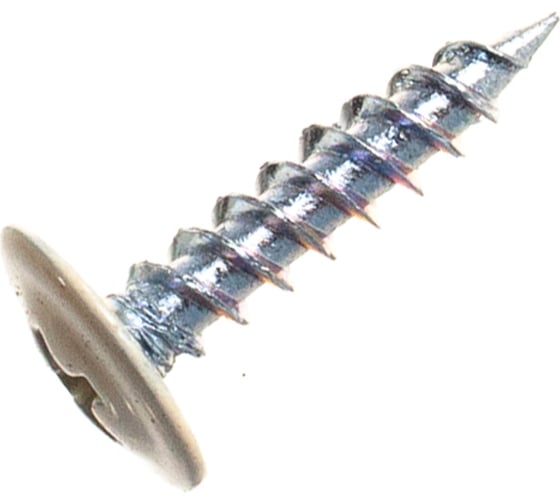 Изображение товара Саморезы ВИРТУОЗ 4,2x19 полусферическая головка с прессшайбой, цинк, острый RAL1015 300 шт 280-05780