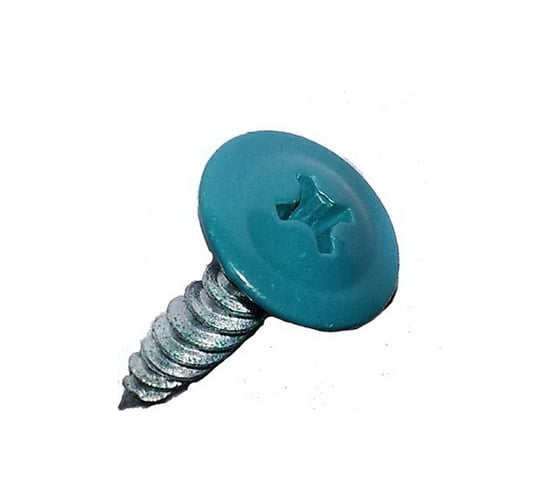 Изображение товара Саморезы ВИРТУОЗ 4,2x19 полусферическая головка с прессшайбой, цинк, острый RAL5021 300 шт 280-05834