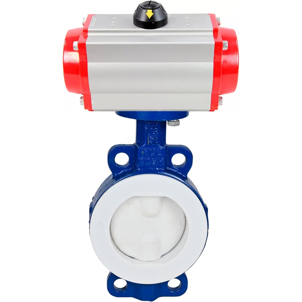 Затвор DN.ru WCB-WCB-PTFE-PTFE-Fb-H Ду100 Ру16 футерованный с пневмоприводом D050-59390