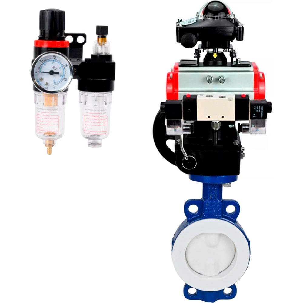 Изображение товара Затвор DN.ru WCB-WCB-PTFE Ду100 Ру16 с пневмоприводом
