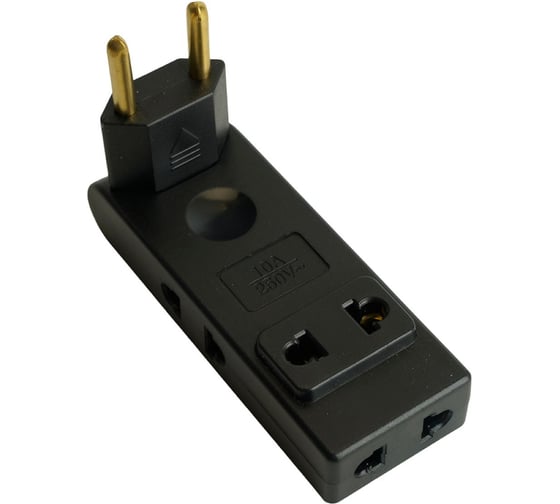 Изображение товара Разветвитель сетевой плоский поворотный 4-местный STEKKER б/з ADP10-24-22, 250В, 10A, черный, 50070