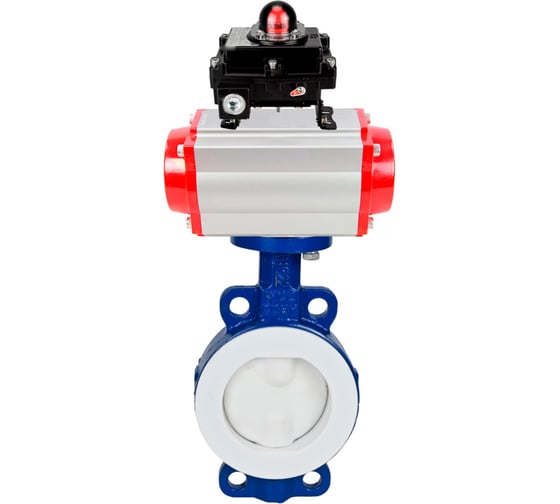 Изображение товара Затвор DN.ru WCB-WCB-PTFE-PTFE-Fb-H Ду100 Ру16 футерованный с пневмоприводом, БКВ, дублером D050-59881