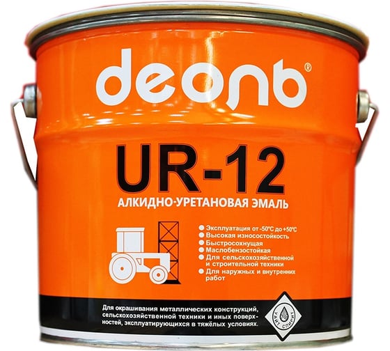 Изображение товара Быстросохнущая автоспецэмаль ДЕОЛЬ UR-12 оранжевая, глянцевая UR12O3