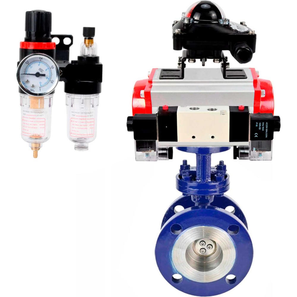 Изображение товара Затвор DN.ru с тройным эксцентриком Ду100 Ру25 пневмопривод, дисковый