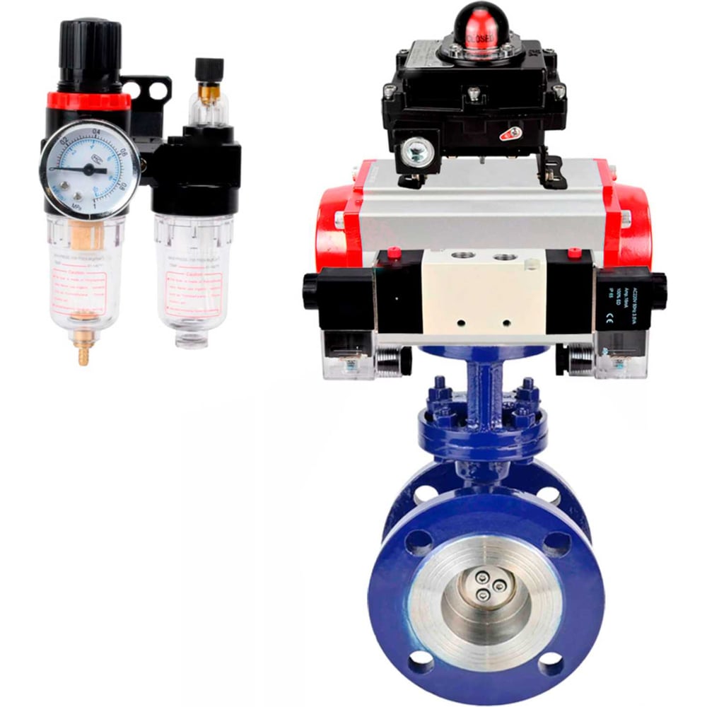 Изображение товара Затвор DN.ru с тройным эксцентричным механизмом WCB-304-M-F-ISO Ду80 пневмопривод