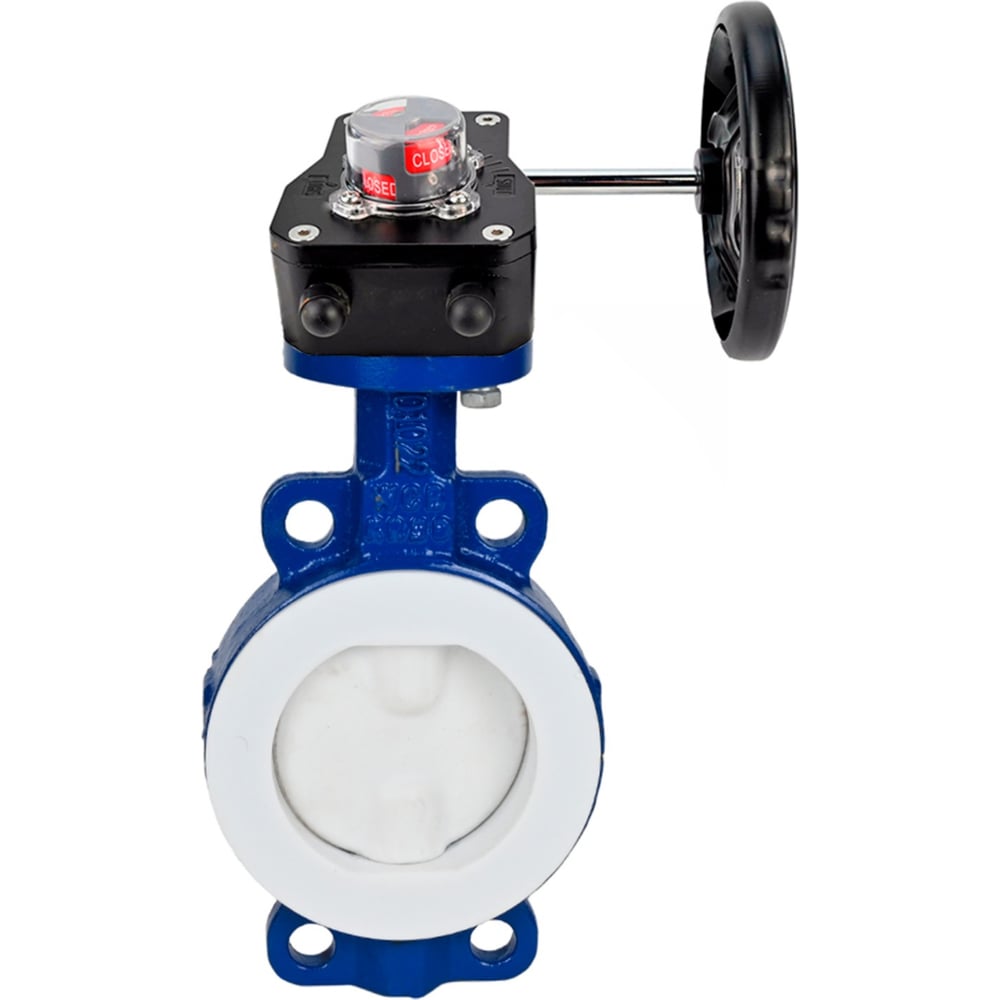 Затвор DN.ru дисковый WCB-WCB-PTFE-PTFE-Fb-H Ду100 Ру16 футерованный с редуктором HGB-1 D050-59306