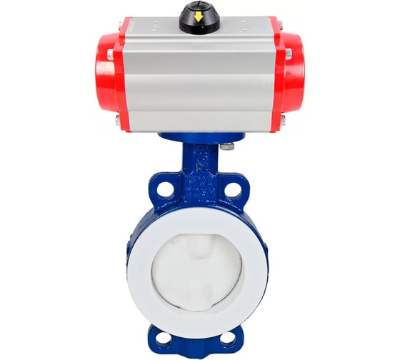 Изображение товара Затвор DN.ru WCB-WCB-PTFE-PTFE-Fb-H Ду125 Ру16 футерованный с пневмоприводом D050-59399