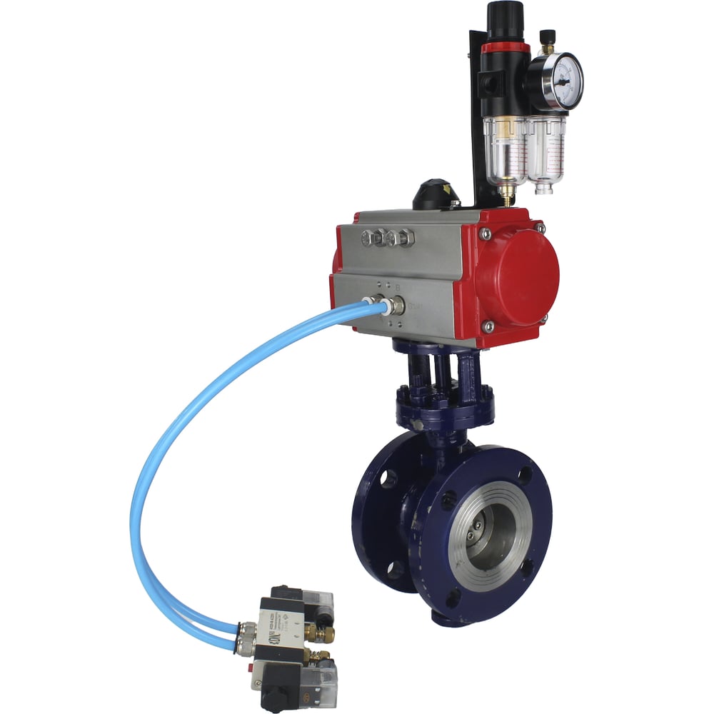 Изображение товара Затвор DN.ru с тройным эксцентриком Ду50 Ру25 пневмопривод WCB-316-M-F-ISO