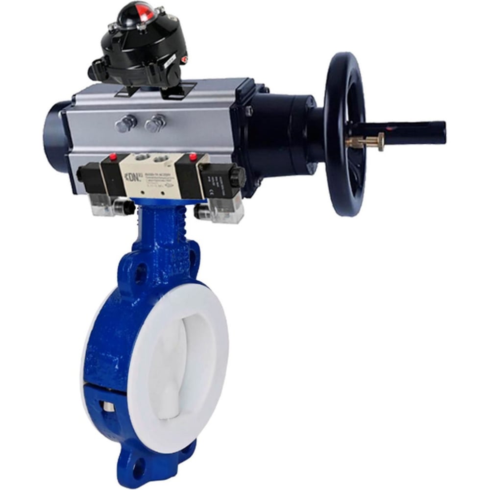 Изображение товара Затвор DN.ru WCB-WCB-PTFE-PTFE-Fb-H Ду125 Ру16 с пневмоприводом