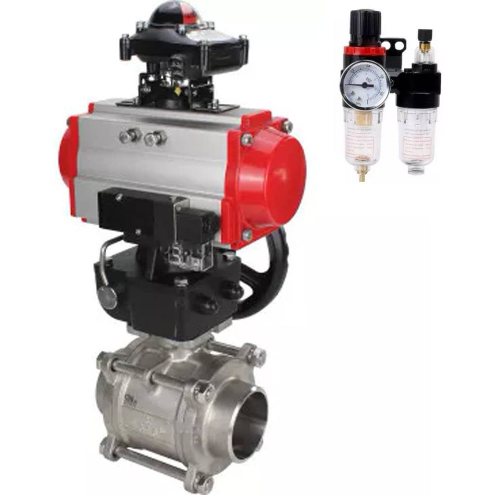 Изображение товара Кран шаровой DN25 Ду63 пневмопривод нержавеющая сталь 2-х ходовой профессиональный