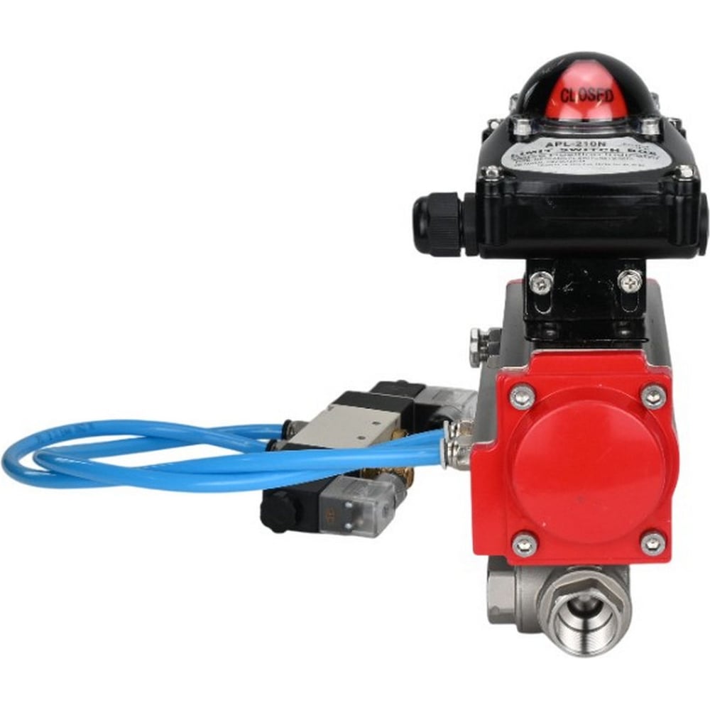 Изображение товара Шаровой кран DN.ru RP.SS316.200.MM L-тип Ду20 Ру63 с пневмоприводом