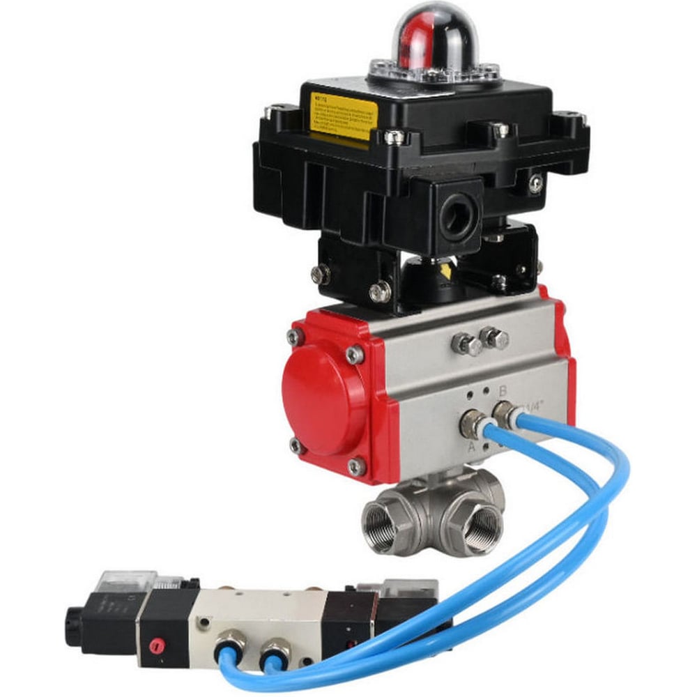 Изображение товара Шаровой кран DN.ru RP.SS316 200мм L-тип пневмопривод разборный