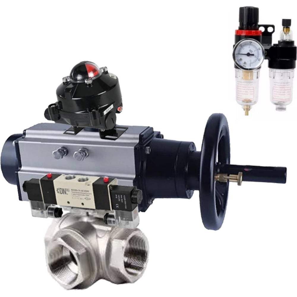 Изображение товара Шаровой кран DN.ru RP.SS316.200.MM Ду80 Ру40 с пневмоприводом