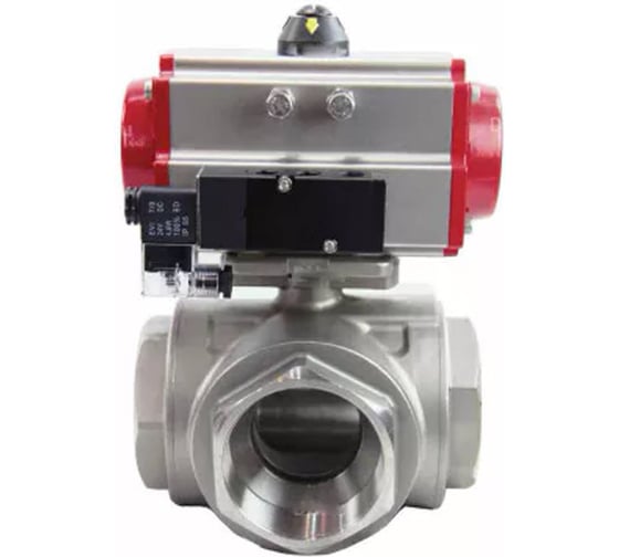 Изображение товара Шаровой кран DN.ru RP.SS316.200.MM L-тип Ду15 Ру63, с пн.приводом, пн.распределителем D160-59270