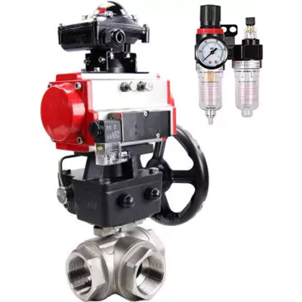 Изображение товара Шаровой кран DN.ru RP.SS316.200.MM L-тип, трехходовой, нержавеющая сталь, PN 63, 10 мм