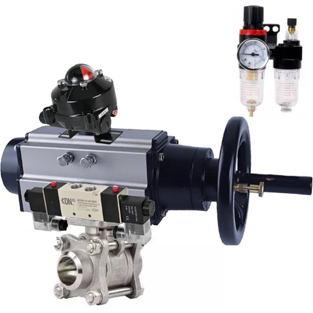 Изображение товара Кран шаровой DN.ru КШПП 316.200-ISO Ду80 Ру25 двухходовой нержавеющая сталь