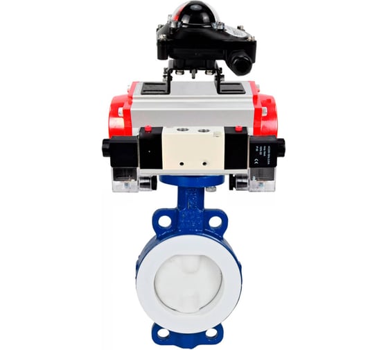 Изображение товара Затвор DN.ru WCB-WCB-PTFE-PTFE-Fb-R Ду250 Ру16 с пневмоприводом, пневмораспределителем, БКВ D050-59514