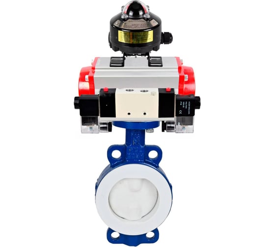 Изображение товара Затвор DN.ru WCB-WCB-PTFE-PTFE-Fb-R Ду300 Ру16 с пневмоприводом, пневмораспределителем, БКВ D050-59587