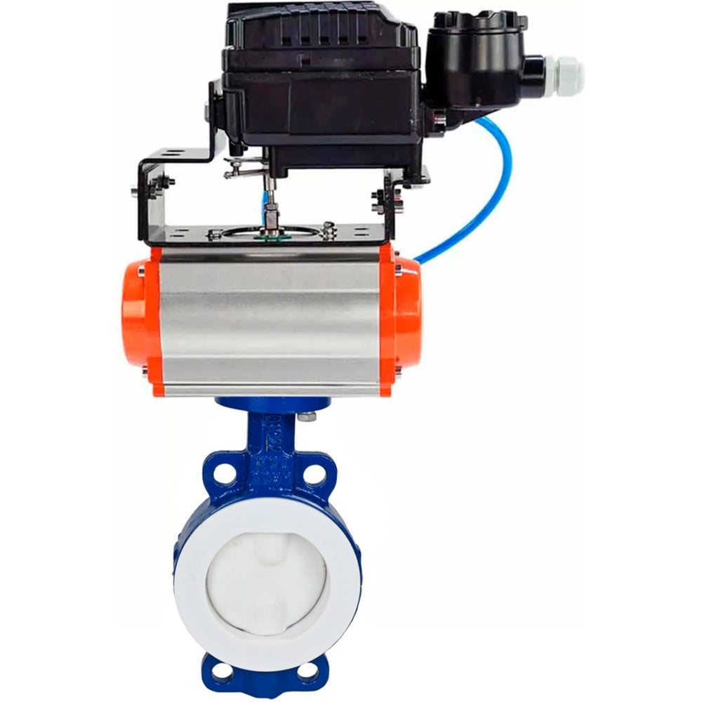 Затвор DN.ru WCB-WCB-PTFE-PTFE-Fb-R Ду200 Ру16 с пневмоприводом, пневмопозиционером D050-59901